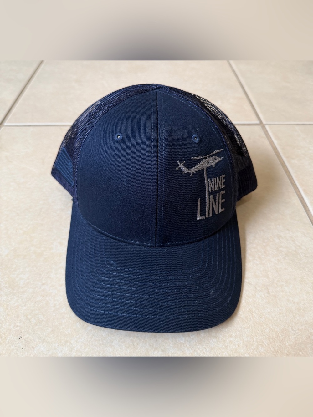 Nine Line Apparel Hat Cap Strap Back Mens One Size Navy Mesh USA Flag Patriotic